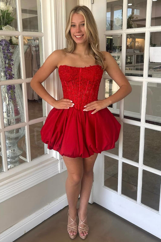 A Line Corset Satin Lace Appliqued Homecoming Dresses Short Party Gowns HE839