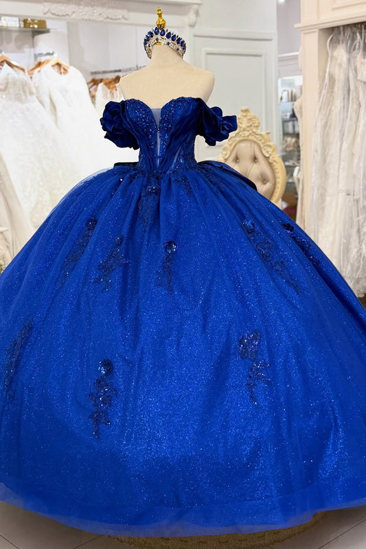 Glittery Tulle Appliqued Corset Princess Quinceanera Dresses for Sweet 16 HE969