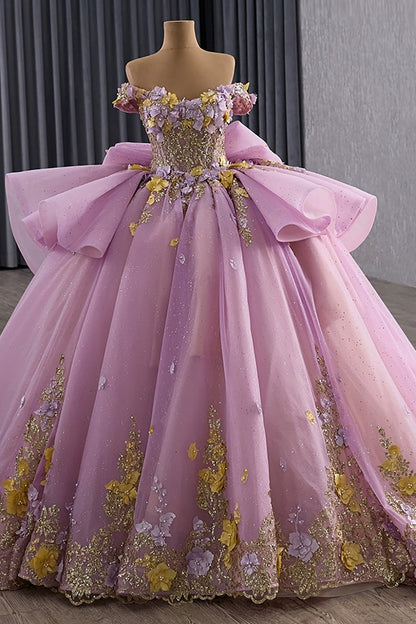 Ball Gown Sweet 16 Princess Quinceanera Dresses Lace Appliqued Birthday Party Gowns HE1177