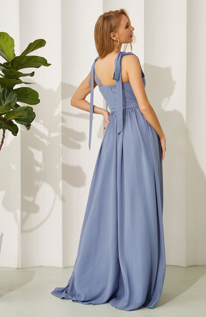 Women's A Line Sweetheart Chiffon Long Bridesmaid Dresses with Split HE705