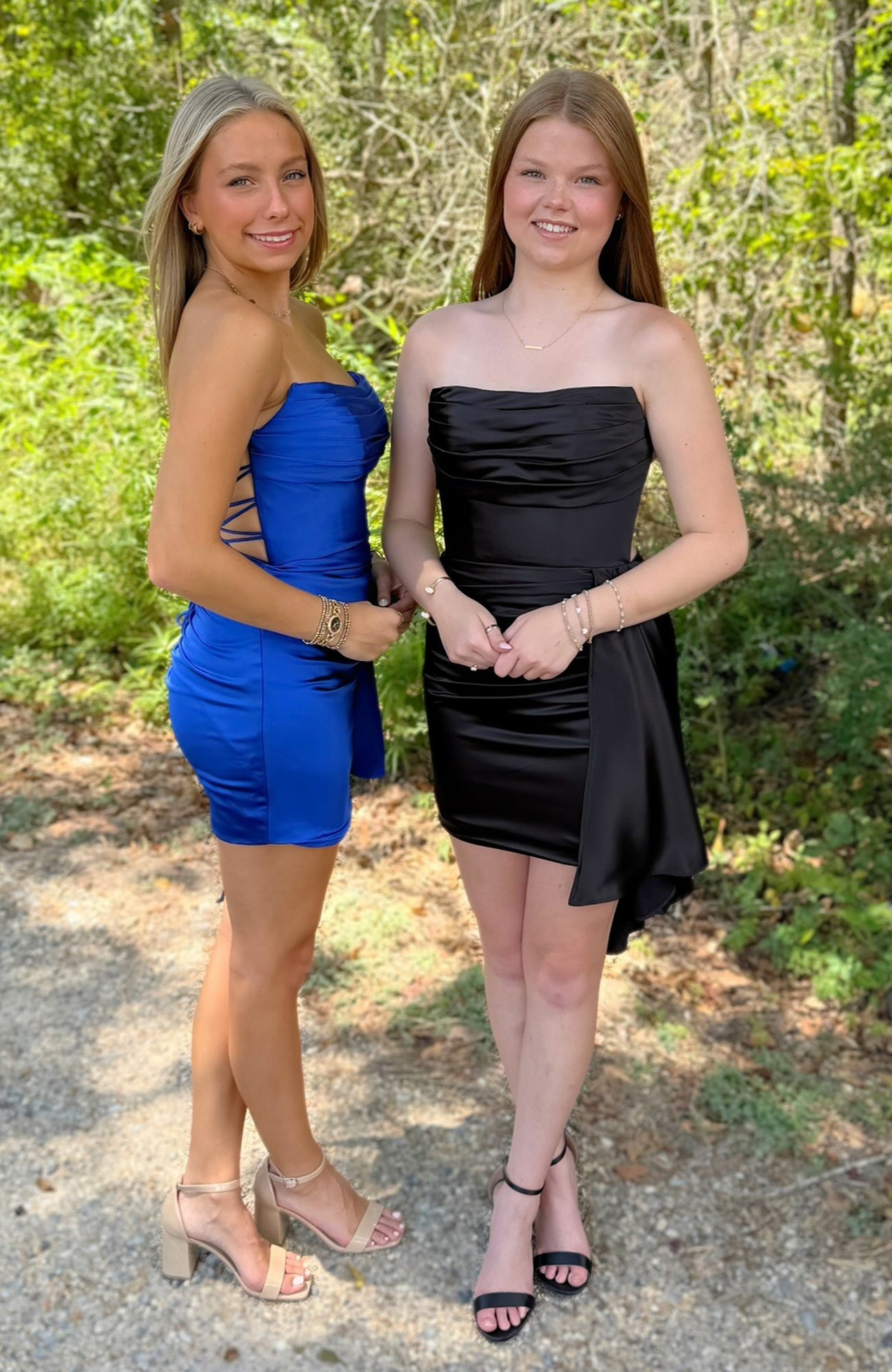 Strapless Satin Sheath Pleated Knee Length Homecoming Dresses for Juniors HE921