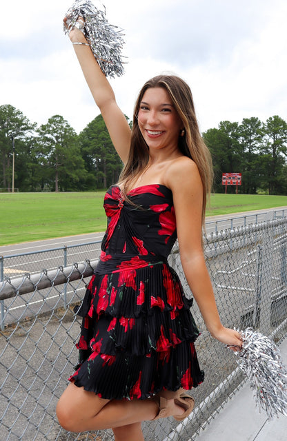 Sweetheart Chiffon Ruffles A Line Floral Homecoming Dresses for Juniors HE742