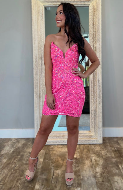 Sheath Sequin Beaded Homecoming Dresses Short for Juniors HE533