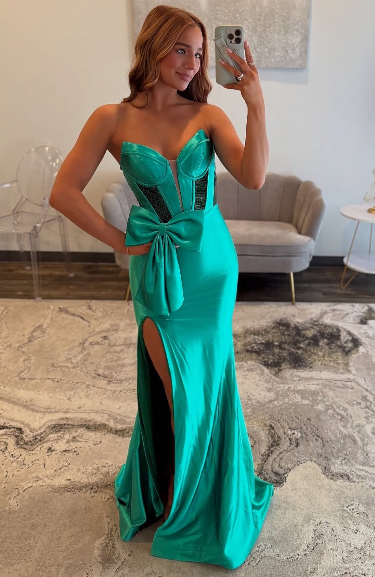 Mermaid Sweetheart Satin Corset Beaded Long Prom Dresses for Women Evening Party HE982