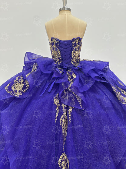 Sweetheart Ball Gown Tulle Beaded Quinceanera Dresses Princess Sweet 16 Party Gowns HE1196