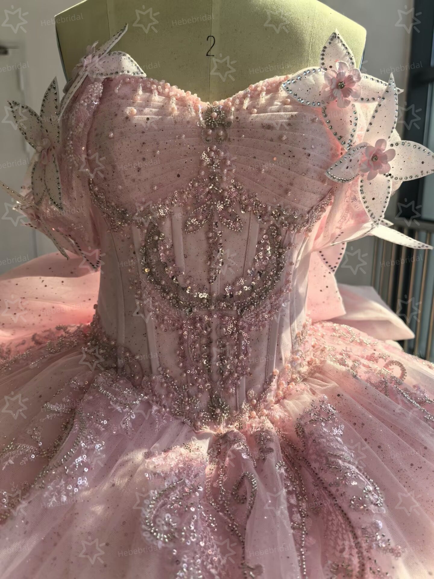 Vestidos de quinceañera con hombros descubiertos, tul princesa, apliques, vestidos de quinceañera HE530