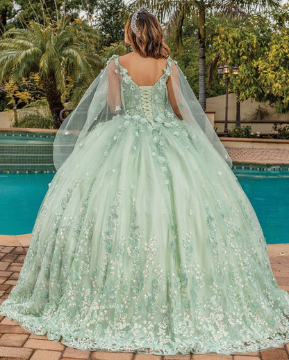 Ball Gown Princess Tulle Lace Appliqued Beaded Quinceanera Dresses Sweet 16 Party Gowns HE874