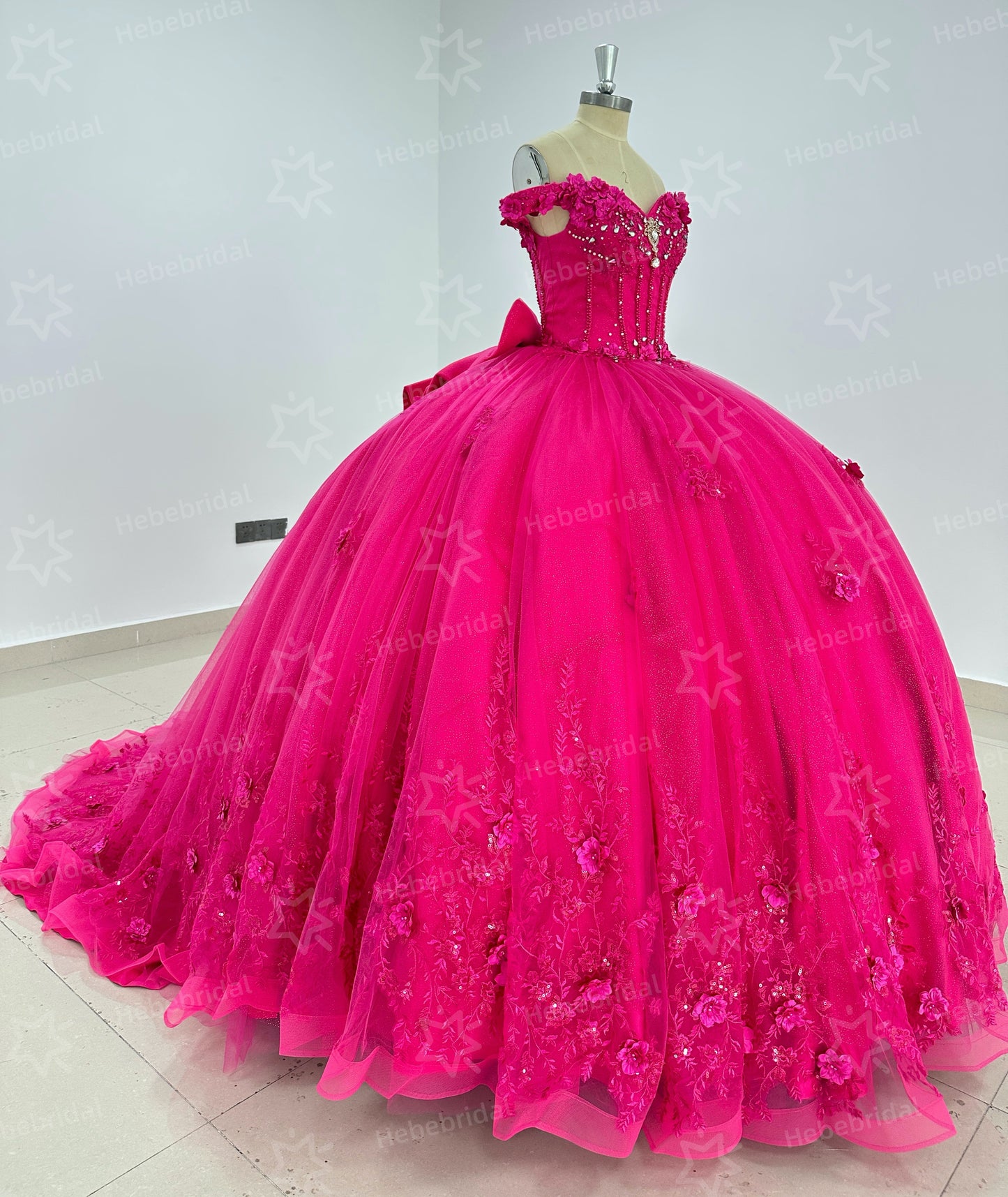 Ball Gown Princess Tulle Appliqued Quinceanera Dresses Sweet 16 Birthday Party Gowns HE1195