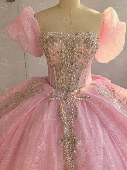 Vestidos de quinceañera con hombros descubiertos, tul princesa, apliques, vestidos de quinceañera HE530