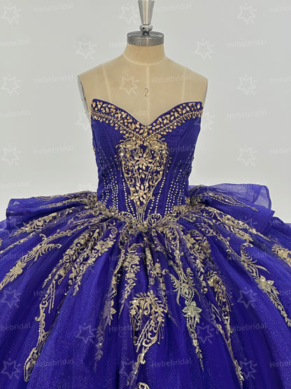 Sweetheart Ball Gown Tulle Beaded Quinceanera Dresses Princess Sweet 16 Party Gowns HE1196