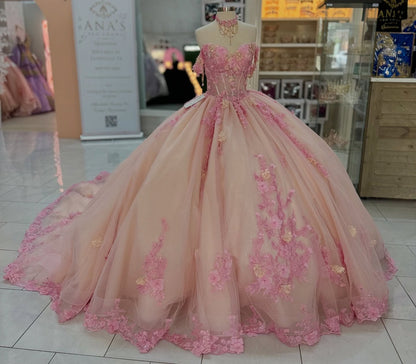 HE229 - Hermosos vestidos de quinceañera con hombros descubiertos, tul, encaje, cuentas, vestido de fiesta, vestido de princesa para fiesta de cumpleaños de 16 años