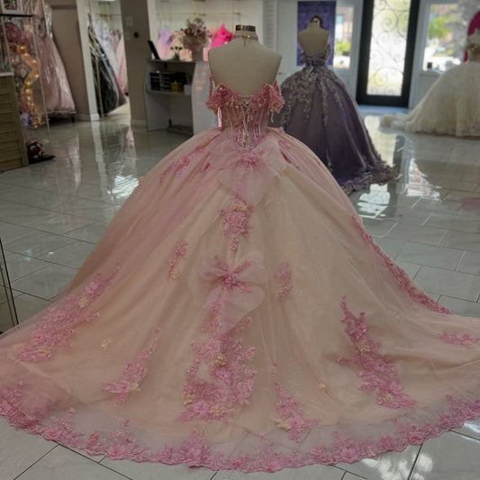 HE229 - Hermosos vestidos de quinceañera con hombros descubiertos, tul, encaje, cuentas, vestido de fiesta, vestido de princesa para fiesta de cumpleaños de 16 años