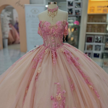 HE229 - Hermosos vestidos de quinceañera con hombros descubiertos, tul, encaje, cuentas, vestido de fiesta, vestido de princesa para fiesta de cumpleaños de 16 años