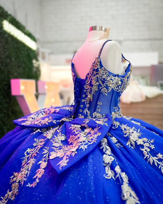 HE227-Precioso vestido de quinceañera con apliques de encaje de tul, vestido de fiesta de princesa real para dulces 16