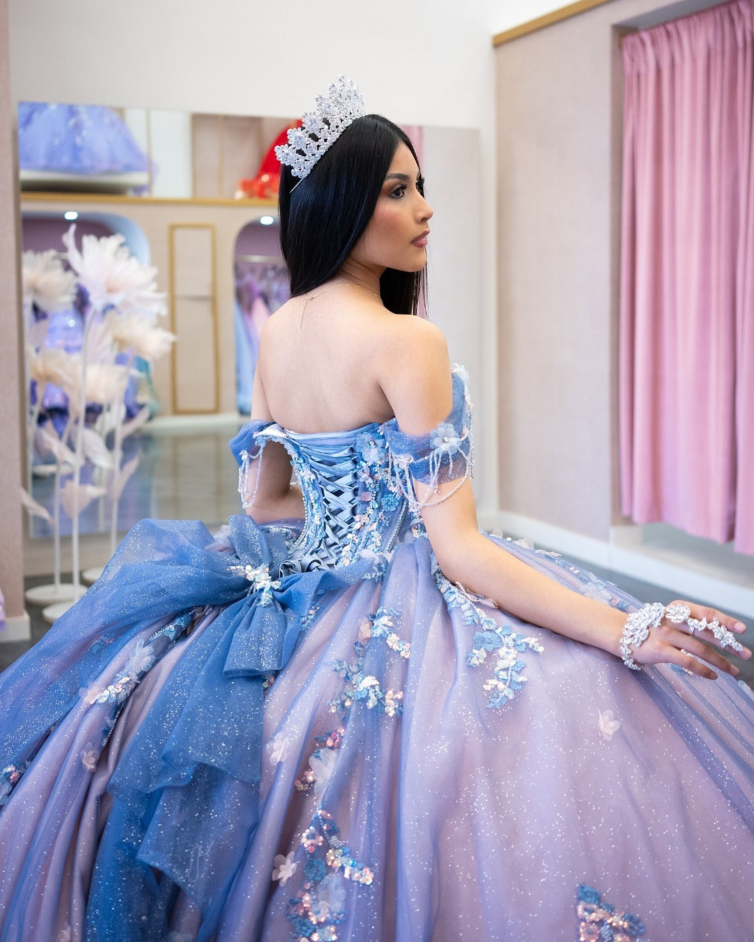 HE096-Hermosos vestidos de quinceañera de tul con hombros descubiertos y apliques de encaje, vestido de fiesta de cumpleaños con escote corazón para dulces 16