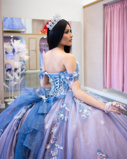 HE096-Hermosos vestidos de quinceañera de tul con hombros descubiertos y apliques de encaje, vestido de fiesta de cumpleaños con escote corazón para dulces 16