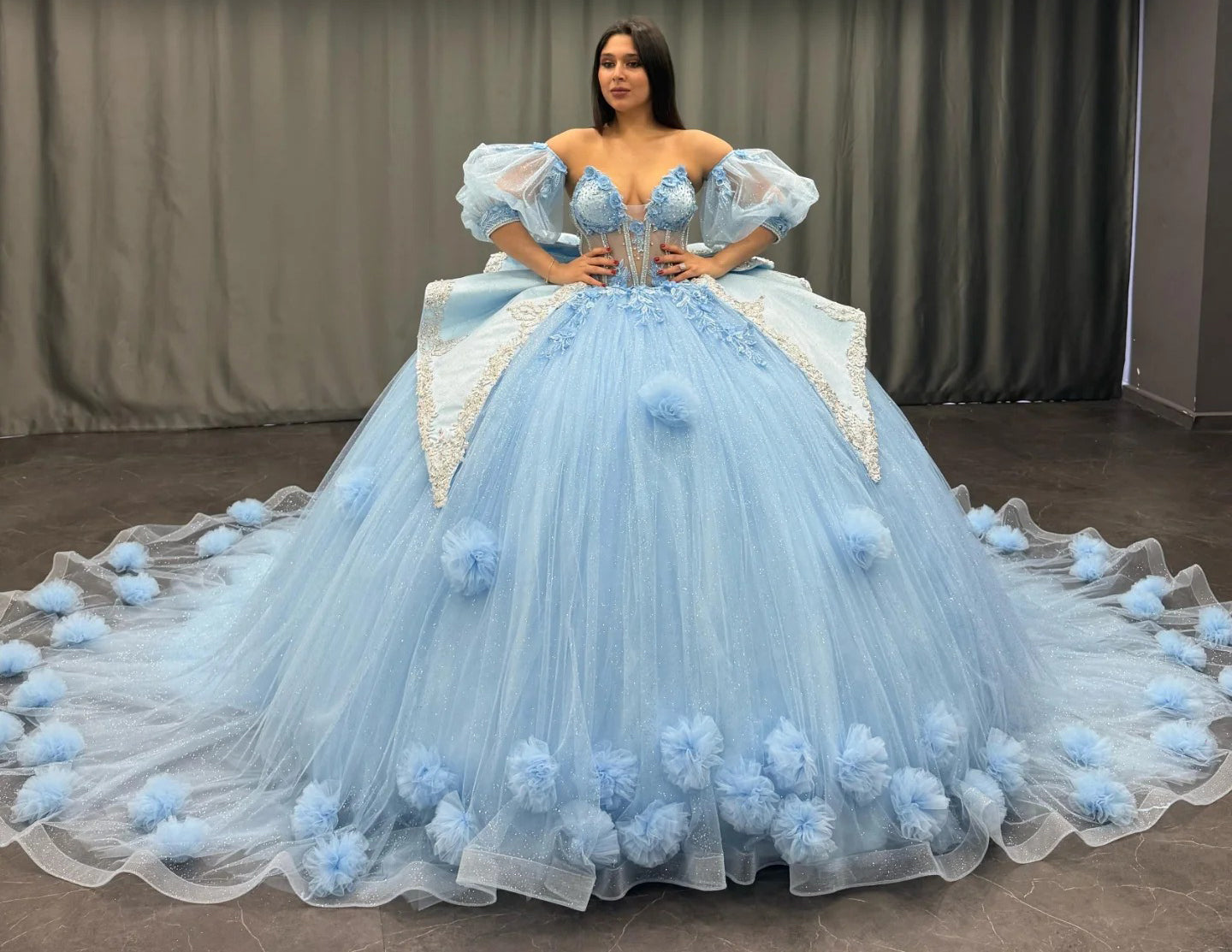 Sweetheart Quinceanera Dresses Ball Gown Tulle Beaded Sweet 16 Party D – Hebebridal