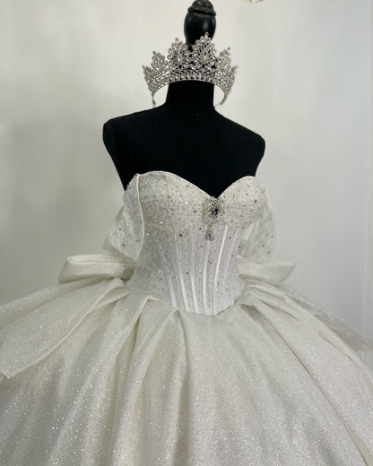HE238 - Hermosos vestidos de quinceañera de tul brillante con cuentas y hombros descubiertos, vestidos de princesa para cumpleaños.