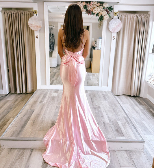 HE254-Mermaid Sweetheart Satin Beaded Prom Dresses Long for Women Backless Sheath Evening Formal Gowns