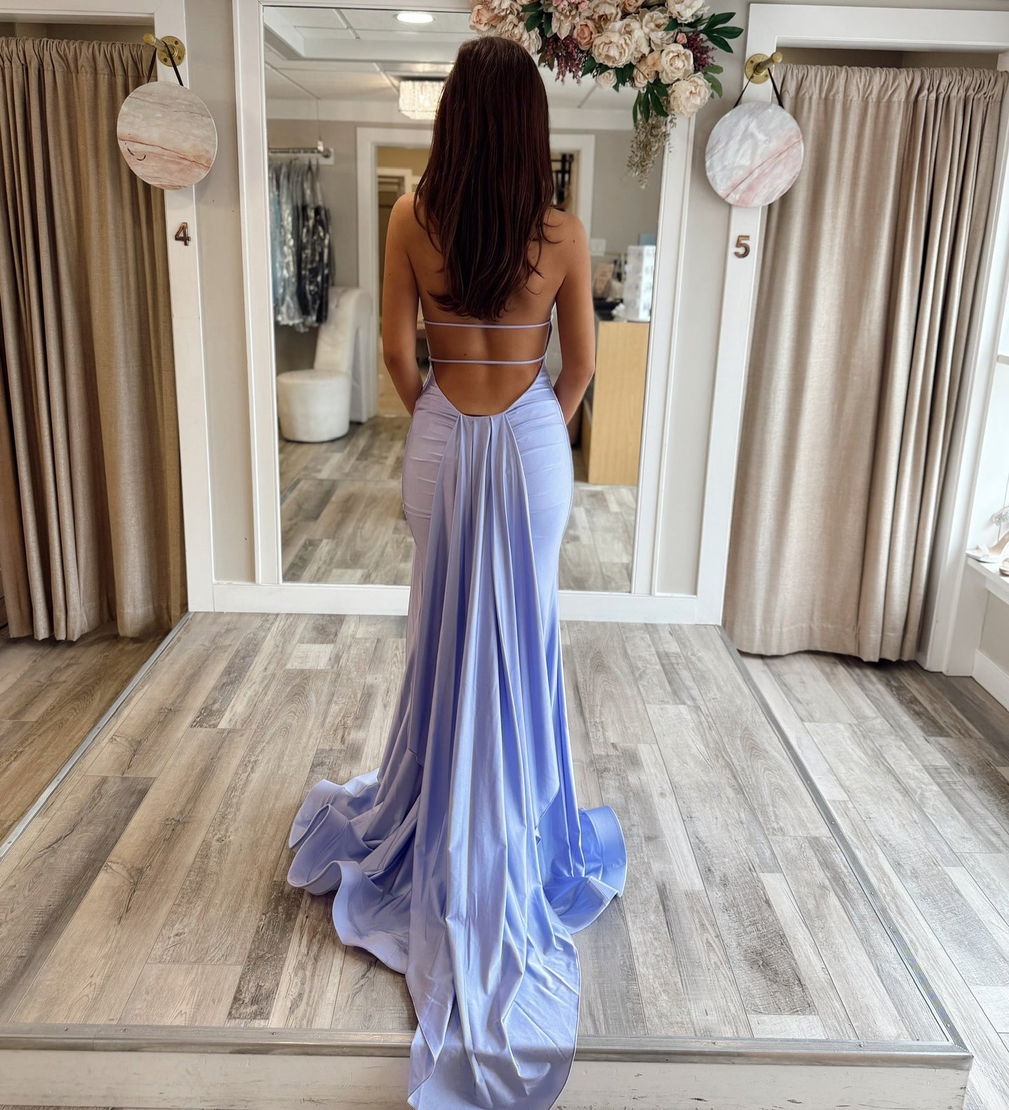 HE248-Sexy V Neck Satin Long Prom Dresses for Women Mermaid Backless Evening Gowns Sheath Formal Party Dress with Slit