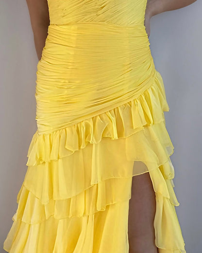 Women's Sweetheart Prom Dresses Long Chiffon Ruffles Evening Gowns HE344
