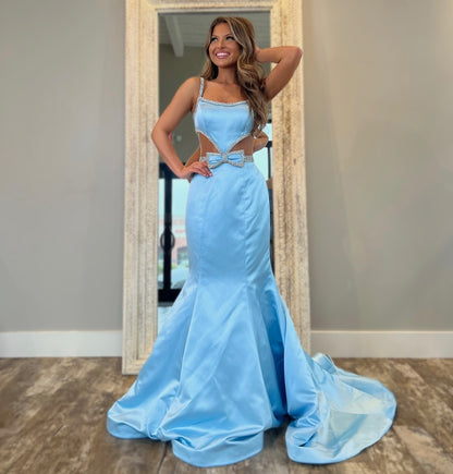 Mermaid Long Prom Dresses for Women Satin Sequin Beaded Evening Gowns HE123