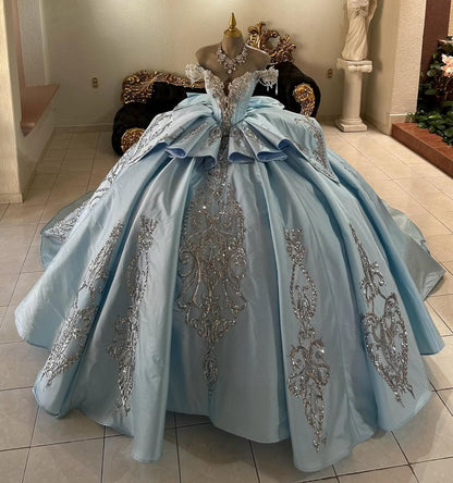 Off Shoulder Sweet 16 Quinceanera Dresses Tulle Beaded Prom Party Dresses HE440