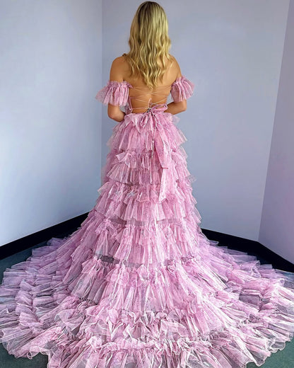 Vestidos de fiesta largos de corte A para mujer, vestidos de noche con corsé y flores, HE346