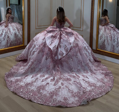 HE322-Precioso vestido de fiesta para quinceañeras, con apliques de encaje y escote corazón, sin mangas, para cumpleaños