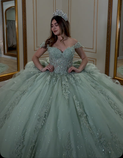 Princess Quinceanera Dresses for Sweet 16 Tulle Lace Birthday Prom Party Dresses HE323