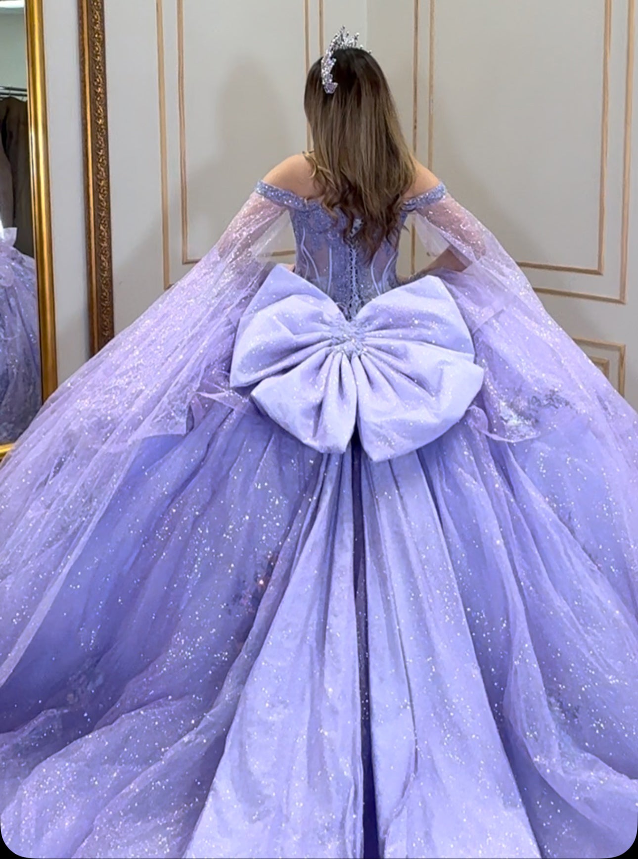 HE334-Lilac Ball Gown Sweet 16 Party Dresses Off Shoulder Quinceanera Dresses Princess Tulle Lace Beaded Birthday Party Dresses