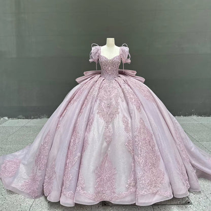 HE386-Sweetheart Gorgeous Quinceanera Dresses Ball Gown Tulle Appliques Sweet 16 Birthday Prom Party Dresses