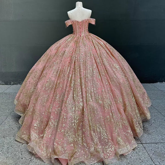 HE385-Princess Tulle Appliques Quinceanera Dresses Ball Gown Sweet 16 Party Dress Sleeveless Birthday Prom Gowns