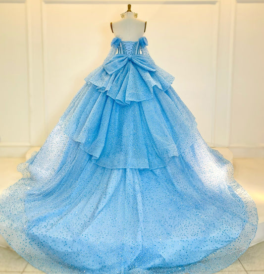 Off Shoulder Glittery Tulle Quinceanera Dresses Princess Sweet 16 Prom Dress HE427