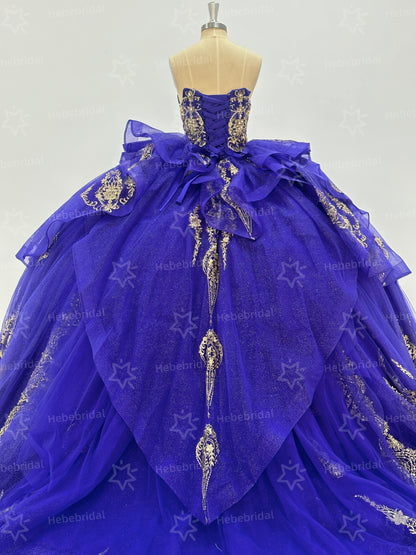 Sweetheart Ball Gown Tulle Beaded Quinceanera Dresses Princess Sweet 16 Party Gowns HE1196