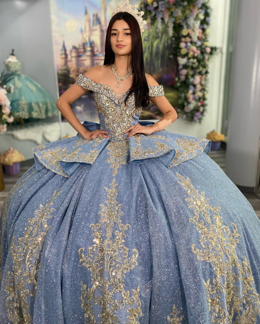 Vestidos de quinceañera con encaje de tul, estilo princesa, para fiesta de dulces 16, HE519