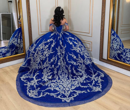Vestidos de quinceañera con hombros descubiertos, tul princesa, apliques, vestidos de quinceañera HE530