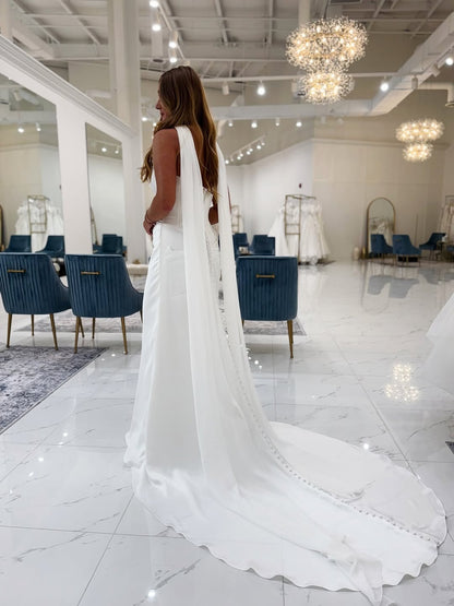 Mermaid Satin Corset Simple White Wedding Dresses Sweetheart Bridal Dresses HE795