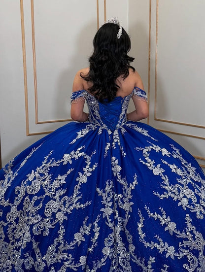 Vestidos de quinceañera con hombros descubiertos, tul princesa, apliques, vestidos de quinceañera HE530