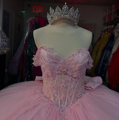 Vestidos de quinceañera con hombros descubiertos, tul princesa, apliques, vestidos de quinceañera HE530