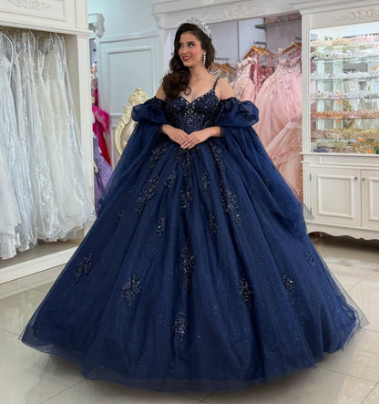 Vestidos de quinceañera con hombros descubiertos, tul princesa, apliques, vestidos de quinceañera HE530