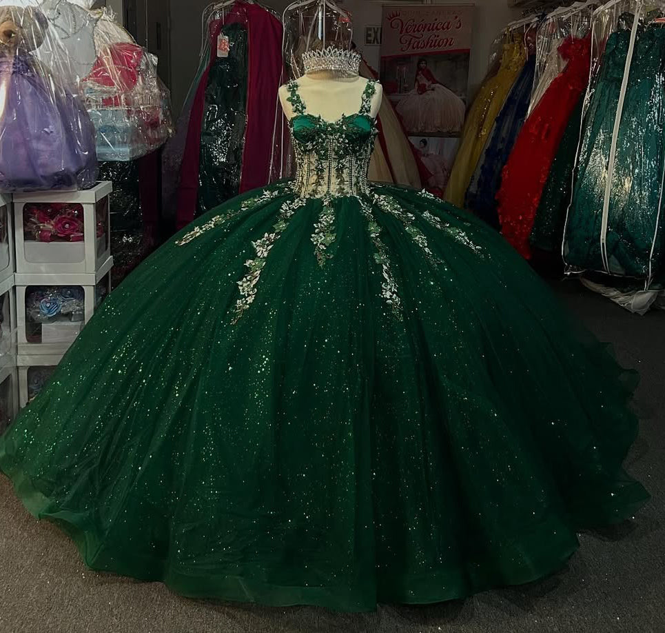 Off Shoulder Glittery Tulle Corset Lace Appliqued Sweet 16 Quinceanera Dresses HE882
