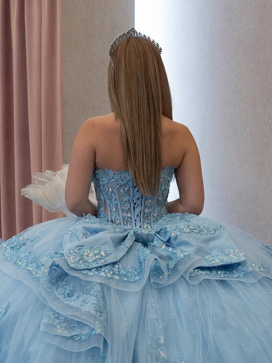Vestidos de quinceañera con hombros descubiertos, tul princesa, apliques, vestidos de quinceañera HE530