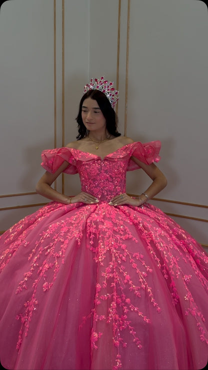 Vestidos de quinceañera con hombros descubiertos, tul princesa, apliques, vestidos de quinceañera HE530