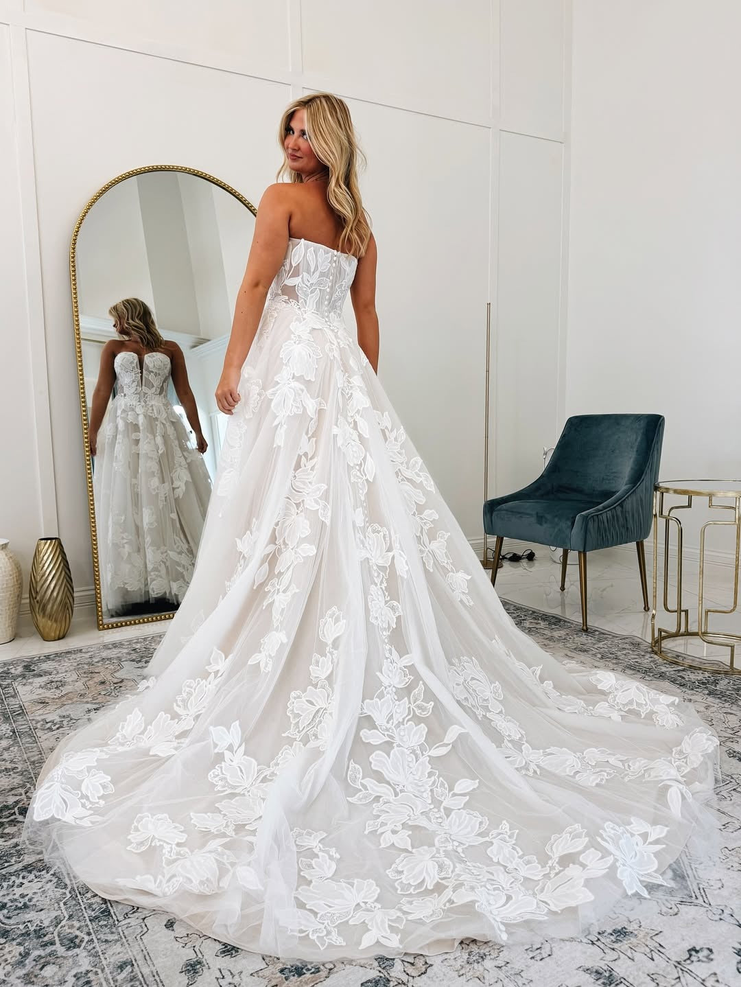 Sweetheart A Line Tulle Lace Appliqued Boho Wedding Dresses for Bride HE793