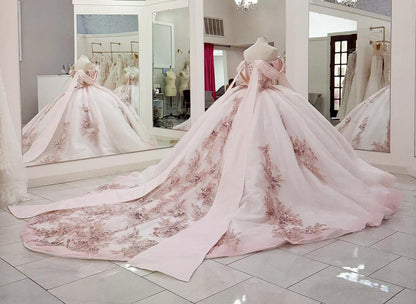 Ball Gown Tulle Appliqued Off Shoulder Quinceanera Dresses for Sweet 16 HE825