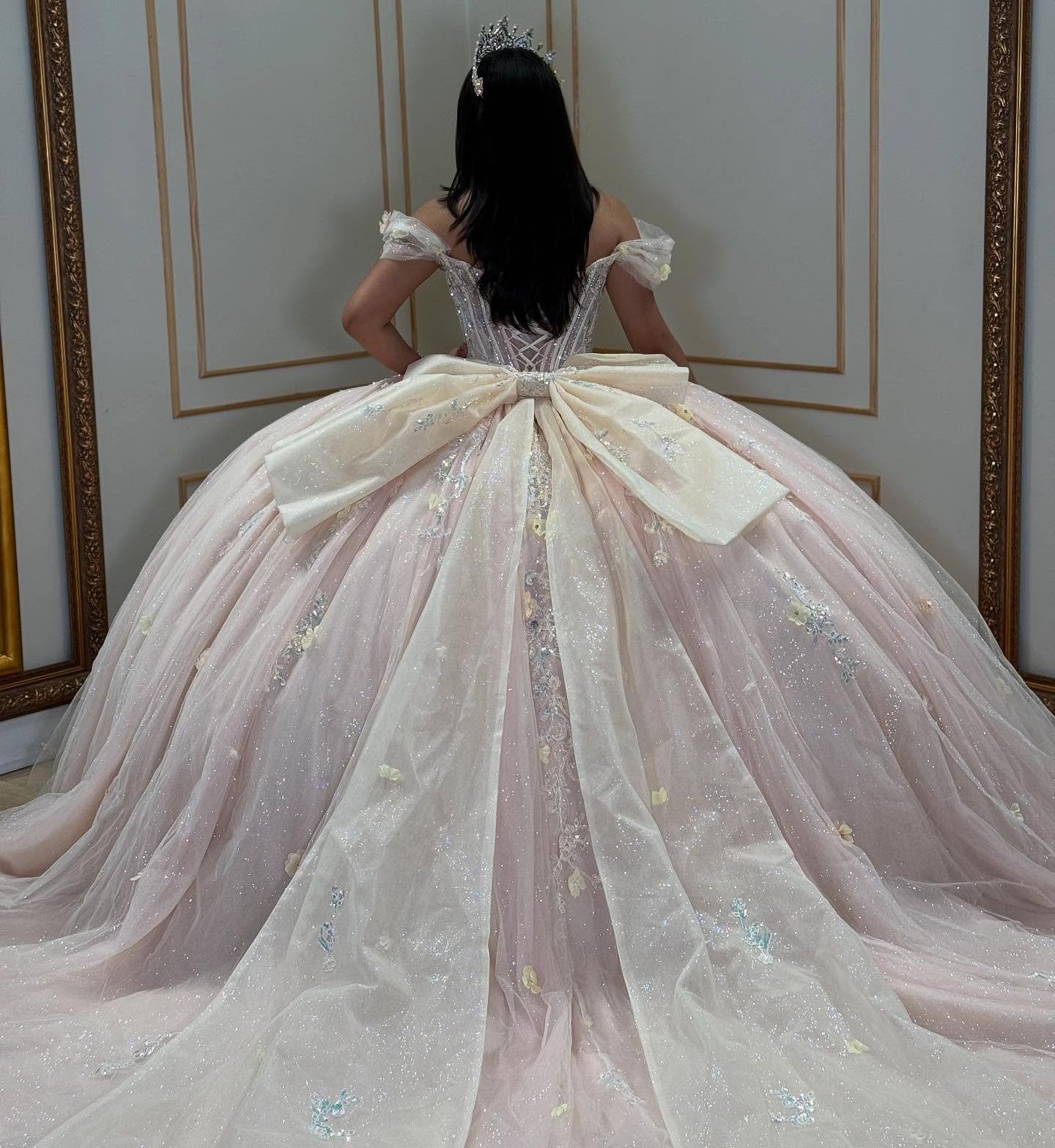 Vestidos de quinceañera con hombros descubiertos, tul princesa, apliques, vestidos de quinceañera HE530