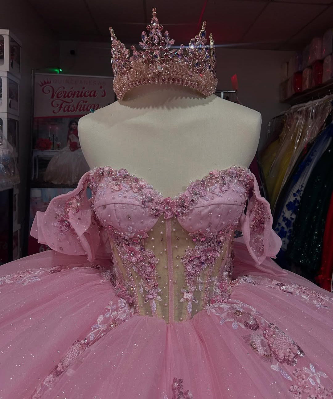 Vestidos de quinceañera con hombros descubiertos, tul princesa, apliques, vestidos de quinceañera HE530