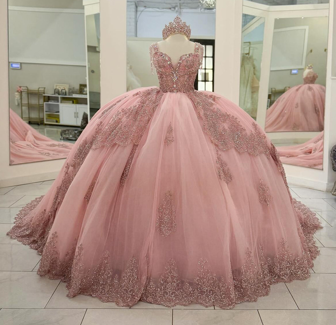 Vestidos de quinceañera con hombros descubiertos, tul princesa, apliques, vestidos de quinceañera HE530