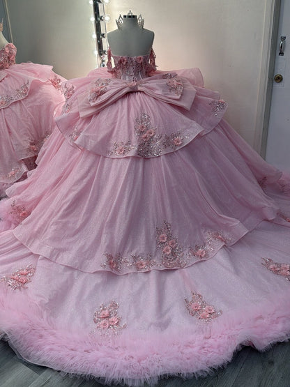 Luxury Tulle Lace Ruffle Beaded Princess Quinceanera Dresses for Sweet 16 HE930